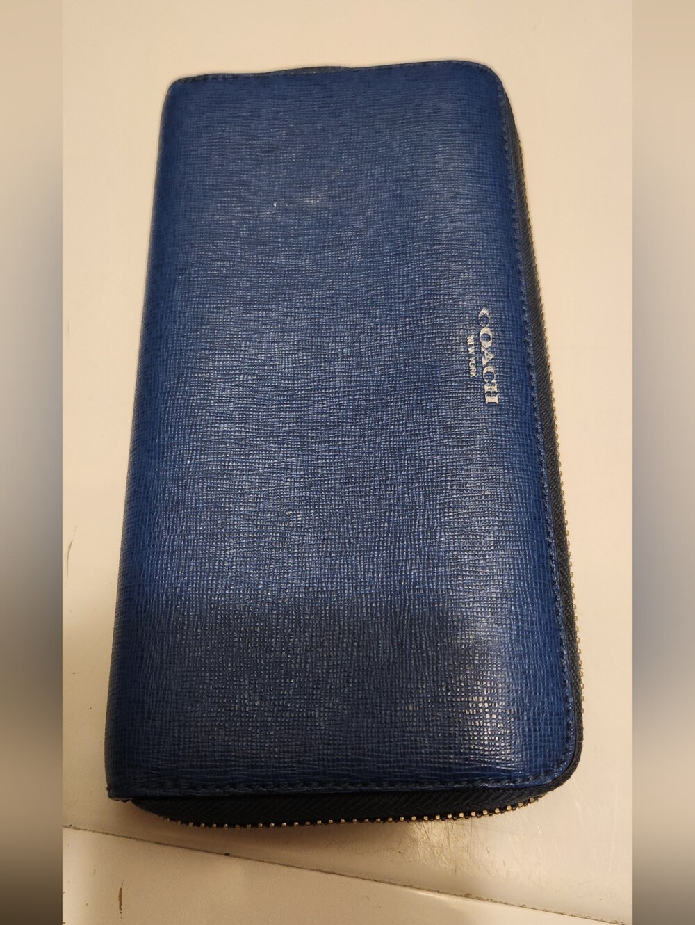 Coach leather zip-around wallet , Blue, Great Condition